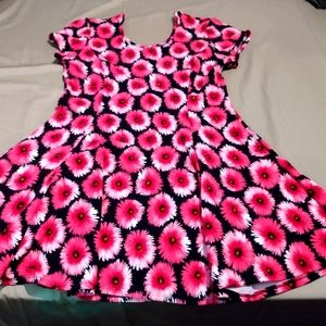 Ladies black, pink and white floral skater dress.